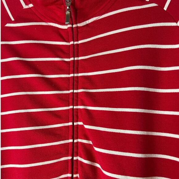 Talbots Women's Activewear Jacket in Red and White Stripes Full Zipper Size M - Picture 5 of 7